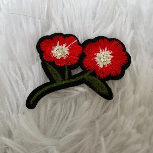 Lot of 10 Patches Red Flower Green Leaf Iron On Patches Embroidery Patches - Picture 5 of 8